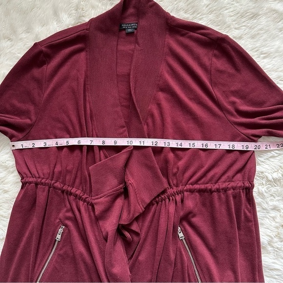 All Saints Jacket Gina Drape Open Front Long Sleeve Burgundy Oxblood Red 8 - Picture 10 of 12